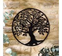 Tree of Life Garden Wall Art - Decorative Verdigris Iron Indoor Outdoor Plaque Sculpture Ornament with Integral Hanging Hook for Balcony, Fence, Patio, Decking, Garage, Shed, Yard (45cm Diameter)