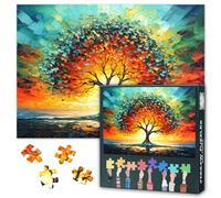 Tree of Life Glass Art 1000-Piece Puzzle - 50x70cm Intricate Stained-Glass Design, Mindfulness Puzzles for Adults, Family Challenge Night Challenging Puzzle