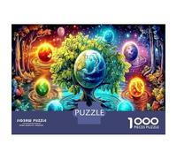 Tree of Life & Globe 1000 Pieces Jigsaw Puzzles Bundle Eco Tree Artwork Classic Jigsaw Puzzles Adults Jigsaw Impossible Hard Difficult Thick Cardboard Brain Training Logic Skill Puzzle 52x38cm/1000pcs