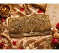 Tree of Life Gold Foil Money & Shagun Envelopes, Pack of 10, Gift Covers