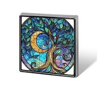 Tree of Life Golden Crescent Moon Unisex Brooches & Pins Square Lightweight Lapel Badge Jewelry for Clothing Shawl Hat