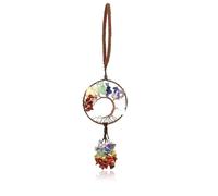 Tree Of Life Hanging Ornament, Car Rear View Mirror Decorative Hanging Ornament Healing Crystal Stone Sun Catchers Wall Decoration