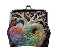 Tree Of Life Heart Blooming Small Coin Purse For Women Girls Pu Leather Change Purse Wallets Key Bags Kiss-Lock Mini Coin Pouch For Women Girls