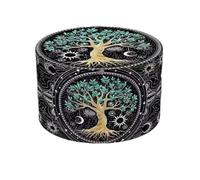 Tree of Life Herb Grinder, 50mm 4-Piece Metal Spice Crusher, Black and Green.