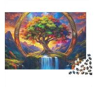 Tree of Life Jigsaw Puzzle Colorful Tree 1000 Pieces 100% Recycled Board Premium for Couples Logic Gift 52x38cm/1000pcs