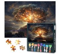 Tree of Life Jigsaw Puzzles for Adults 1000 Pieces, Glowing Yggdrasil in Norse Mythology Puzzles 1000 Piece, Modern Art Difficult Impossible Challenges, 19.5 x 27.5 Inch