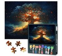 Tree of Life Jigsaw Puzzles for Adults 1000 Pieces, Magical Strong Yggdrasil in the Forest Surrounded by Lights Puzzles 1000 Piece, Impossible Challenges, 19.5 x 27.5 Inch