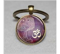 Tree of Life Keychain,Yoga Jewelry Om, Aum Keychain,Zen, Meditation, Buddhism, Purple Keychain，Unique Key Ring Customized Gift，Everyday Gift Key Chain