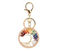 Tree of Life Keyring 7 Chakra Healing Crystal key Chains with Lobster Clasp Crystal Keyrings with Greeting Card Stone Car Keyring Spiritual Crystal Gifts for Women Mum Ladies Meditation Reiki Gifts