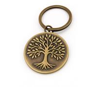 Tree of Life Keyring, Brass-Coloured Metal, 50mm Pendant with 30mm Split Ring, representing unity, wisdom, strength, and harmony