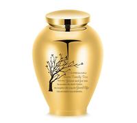 Tree of Life Large Stainless Steel Cremation Urn for Human Ashes - Gold Memorial Keepsake Holder