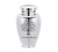 Tree of Life Large Stainless Steel Cremation Urn - Memorial Keepsake for Women & Men - Ashes Holder (A-Silver-Tree1-L)