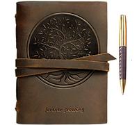 Tree of Life Leather Journal Embossed A5 Handmade Travel Diary, Vintage Writing Bound Notebook for Men For Women Genuine Antique Rustic Leather 6"x8" Engraved Paper Perfect for Notes Sketchbook + Pen