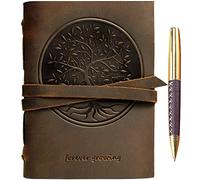 Tree of Life Leather Journal Embossed Handmade Travel Diary, Vintage Writing Bound Notebook for Men For Women Genuine Antique Rustic Leather 5"x7" Engraved Paper Perfect for Notes Sketchbook + Pen
