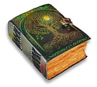 Tree of Life Leather Travel journal For Women with lock Premium Print - 7"X5" 400 Vintage Deckle Paper- Journal for men - Leather Bound Journals for women Best New Job Gifts for Women & Men Green Tree