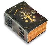 Tree of Life Leather Travel journal For Women with lock Premium Print - 7"X5" 400 Vintage Deckle Paper- Journal for men - Leather Bound Journals for women Best New Job Gifts for Women & Men Moon Phase