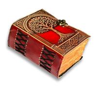 Tree of Life Leather Travel journal For Women with lock Premium Print - 7"X5" 400 Vintage Deckle Paper- Journal for men - Leather Bound Journals for women Best New Job Gifts for Women & Men Red Tree