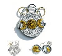 Tree of Life Locket with Triple Moon, Antique Tree of Life Moon Pendant, Magical Space Locket with Clear Quartz Crystal, Sacred Altar Pendant, Moons Magic Jewelry for Intention Setting and Meditation