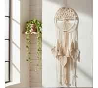 Tree of Life Macrame Wall Hanging Boho Dream Catcher Tapestry, Handmade Woven Wall Art for Bedroom Living Room Hallway Symbol of Growth Harmony Positive Energy Gift for Women -White