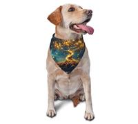 Tree Of Life Mandala Enchanted Forest Of Moon And Stars Printed Graphic Pet Triangle Scarf For Dogs & Cats, Adjustable Cute Pet Bandana For & Photo Shoots