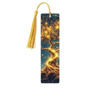 Tree of Life Mandala Enchanted Forest of Moon and Stars Unique Double-Sided Artwork Printed Wooden Bookmarks, Artistic Book Accessories Birthday Presents for Men Women Presents for Book Lovers