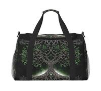 Tree of Life Mandala Green Leaf and Moon Star Waterproof Weekender Bags Duffel Bag Large Carry On Hand Luggage Bags Foldable Tote Bag for Travel Sports Gym Dance