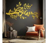 Tree of life metal art 3d large wall decor Birds on Cherry Blossom Branch,A Art,Branches Hanging for Living Room,Bedroom (Gold,41"x22" / 105x57cm)