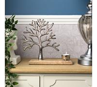 Tree of Life Metal & Wood Tea Light Holder 27cm