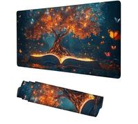 Tree Of Life Mouse Pad Gaming Mat Plant Mouse Mat Large, 1000x500x3mm Extended Mousemat Gaming Mousepad, Non-Slip Desk Pad, Washable Mousemat, Desk Protector, for Office, Keyboard, Laptop, PC, f-380