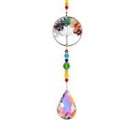 Tree of Life Natural Chakra Healing Crystal Stone | Novelty Natural Quartz Gemstone Pendant Rainbow Maker Suncatcher for Ladies Girls | Sun Catchers for Windows ＆ Spiritual Gifts for Adult Women