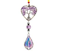 Tree of Life Natural Chakra Healing Crystal Window Decor, Amethyst Sun Catchers for Windows, Gemstone Pendant Rainbow Maker Hanging Crystal Spiritual Gifts for Women, Window Decor