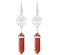 Tree of Life Natural Stone Drop Earrings Hexagonal Lapis Lazuli Purple Crystal Unakite Jewelry Wall light