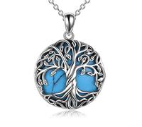 Tree of Life Neckalce for Women Sterling Silver Turquoise Celtic Knot Jewellery Tree of Life Pendant for Mother Christmas Gifts Birthday Gifts for Teen Girls