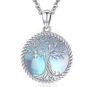 Tree of Life Necklace 925 Sterling Silver Moonstone Family Tree Pendant for Women Celtic Tree Jewellery Gifts for Mum Mother