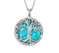 Tree of Life Necklace for Women 925 Sterling Silver Genuine Natural Turquoise Real Turquoise Jewellery Symbol of Protection, Happiness and Vitality Birthday Gift