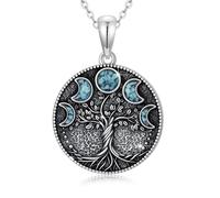 Tree of Life Necklace for Women 925 Sterling Silver Moon Phases Turquoise Tree of Life Pendant Jewellery Gifts for Mum Wife Girlfriend