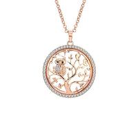 Tree of Life Necklace for Women,Owl Pendant Necklace Silver Gold Long Chain Necklace for Girls Friendship (Rose Gold Tree of Life with Owl)