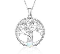 Tree of Life Necklace Women's 925 Sterling Silver Tree of Life Pendant Chain with Birthstone for Birthday Anniversary Fashion Jewellery Gift for Women Girls Girlfriend Mother Family Tree Pendant Chain