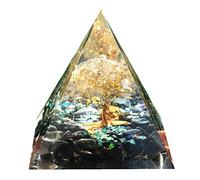 Tree of Life Orgonite Pyramid Kit White Quartz with Obsidian Stone Positive Reiki Energy Generator Crystal Healing Orgone Collection Wealth Lucky Meditation Tool