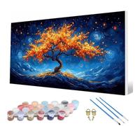 Tree of Life Paint by Numbers for Adults, Paint by Numbers Landscape Pattern Design Painting Kits, Acrylic Painting Kit with Brushes Adult Crafts for Room Decor, Wall Art 100 x 300 cm -hcw2507WR