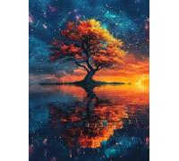 Tree of Life Paint by Numbers for Adults, Painting by Numbers for Adults Sunset, DIY Adult Crafts Acrylic Pigment Drawing Kit with Brushes, Hobbies for Women, for Home Wall Decor 8x12 in P-5320