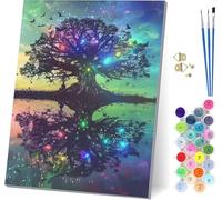 Tree Of Life Paint by Numbers for Adults With Frame, Paint by Numbers Bird, Easy Diy Oil Painting Kits on Canvas with Brushes, Hobbies for Women, Painting for Home Wall Decor Gifts 8x12 inch 5-8728