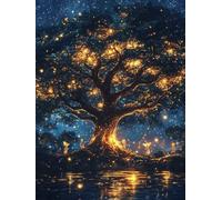 Tree of Life Paint by Numbers Landscape Painting by Numbers for Adults DIY Digital Painting Hobbies for Adults Women with 3 Brush and Acrylic Paints Kit for Home Decor 16x24 inches -zjn2507Q94A
