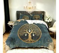 Tree of Life Pattern Emperor Size Duvet Cover Sets Mysterious Fantasy Bedding Set 3D Print Soft Microfiber Quilt Covers 290x235 cm with Zipper Closure and 2 Pillowcases 50x75 cm for Adults N.1152