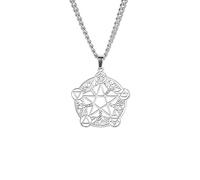 Tree of Life Pentagram Necklace Tree of Life Pendant Necklace Adjustable Stainless Steel Celtic Pentagram Pentacle Pagan Wiccan Necklace Christmas Jewelry Gifts for Women Men