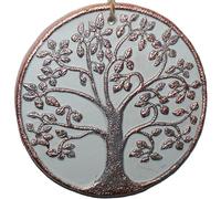 Tree of Life Plaque Hanging Garden Ceramic Ornament 16cm - Grey