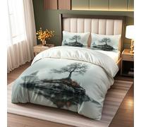 Tree Of Life Reversible Super King Duvet Cover Set,Abstract Tree Printed Bedding Set Soft Microfiber Light Gray Duvet Cover（260x220cm） with Zipper Closurewith 2 Pillowcase 50x75cm