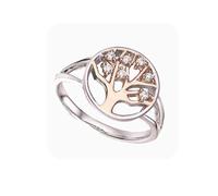 Tree of Life Ring Sterling Silver 925 Hallmark Rose Gold Size J - R British Made - Size: O