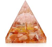 Tree of Life Rose Quartz with Red Agate Orgone Pyramid Reiki Charged for Protection Crystal Healing Meditation Energy Orgonite Pyramid