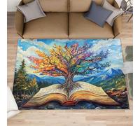 Tree of Life Rug, Knowledge Tree Rugs for Bedroom, Symbolic Meaning Area Rug, Non Slip Washable Rugs for Living Room Farmhouse, Indoor Low Pile Decor Carpet - 70x140 cm